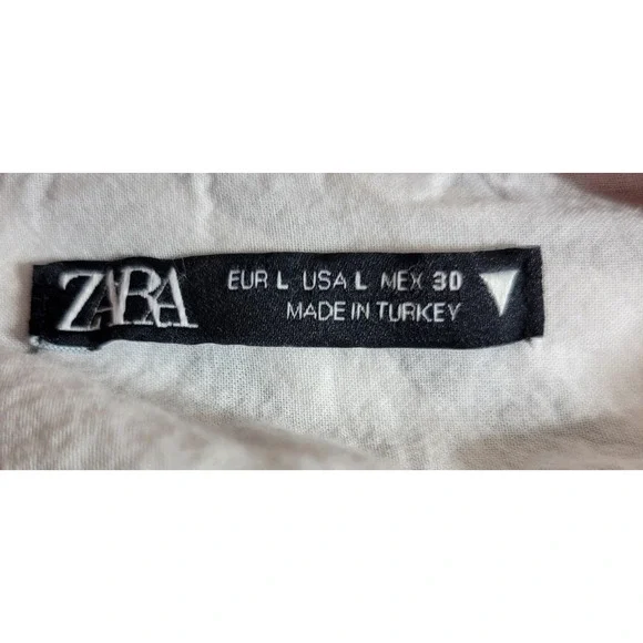 ZARA Poplin Long Sleeve Tunic Top Black Zebra Print Pockets Women's Size Large - Picture 3 of 13